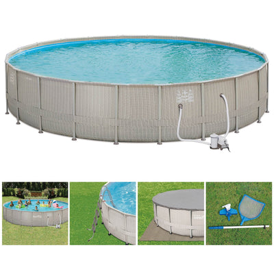 Summer Waves Elite Frame Swimming Pool + Qualco Pool Chemical Maintenance Kit