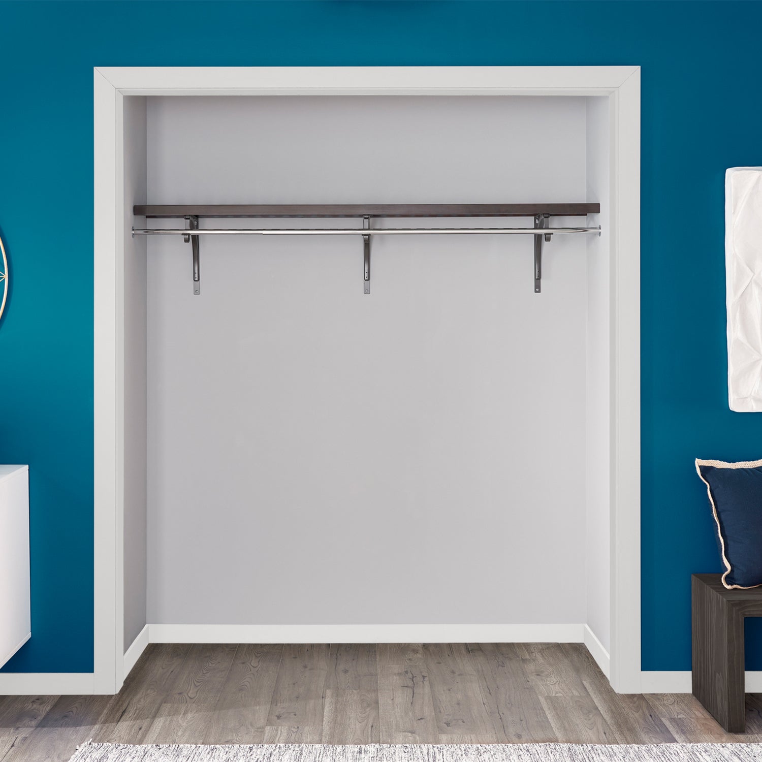 ClosetMaid Premium Wood Solid Closet Wall Organizer Shelf with Kit (Open Box)
