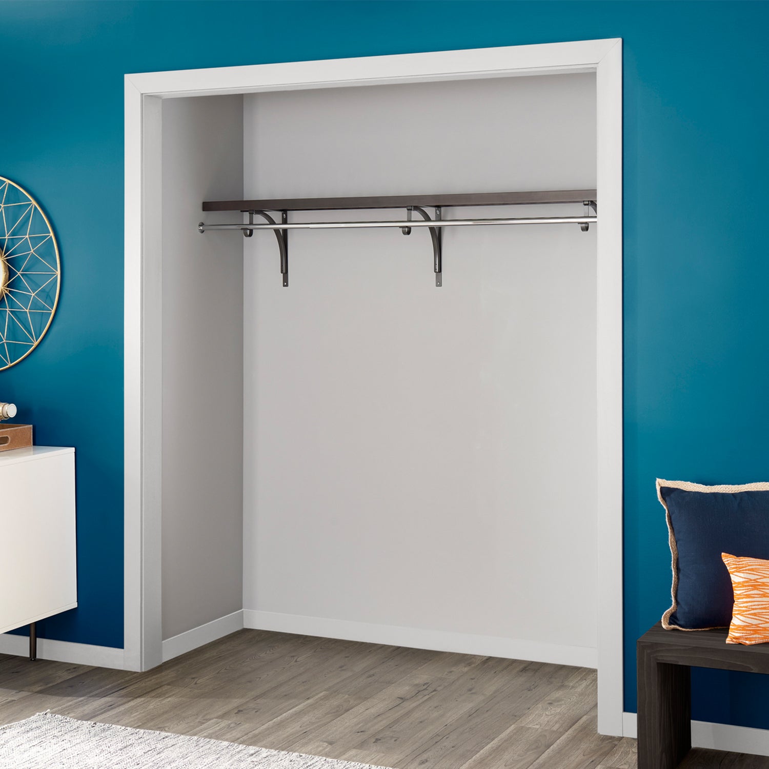 ClosetMaid Premium Wood Solid Closet Wall Organizer Shelf with Kit (Open Box)