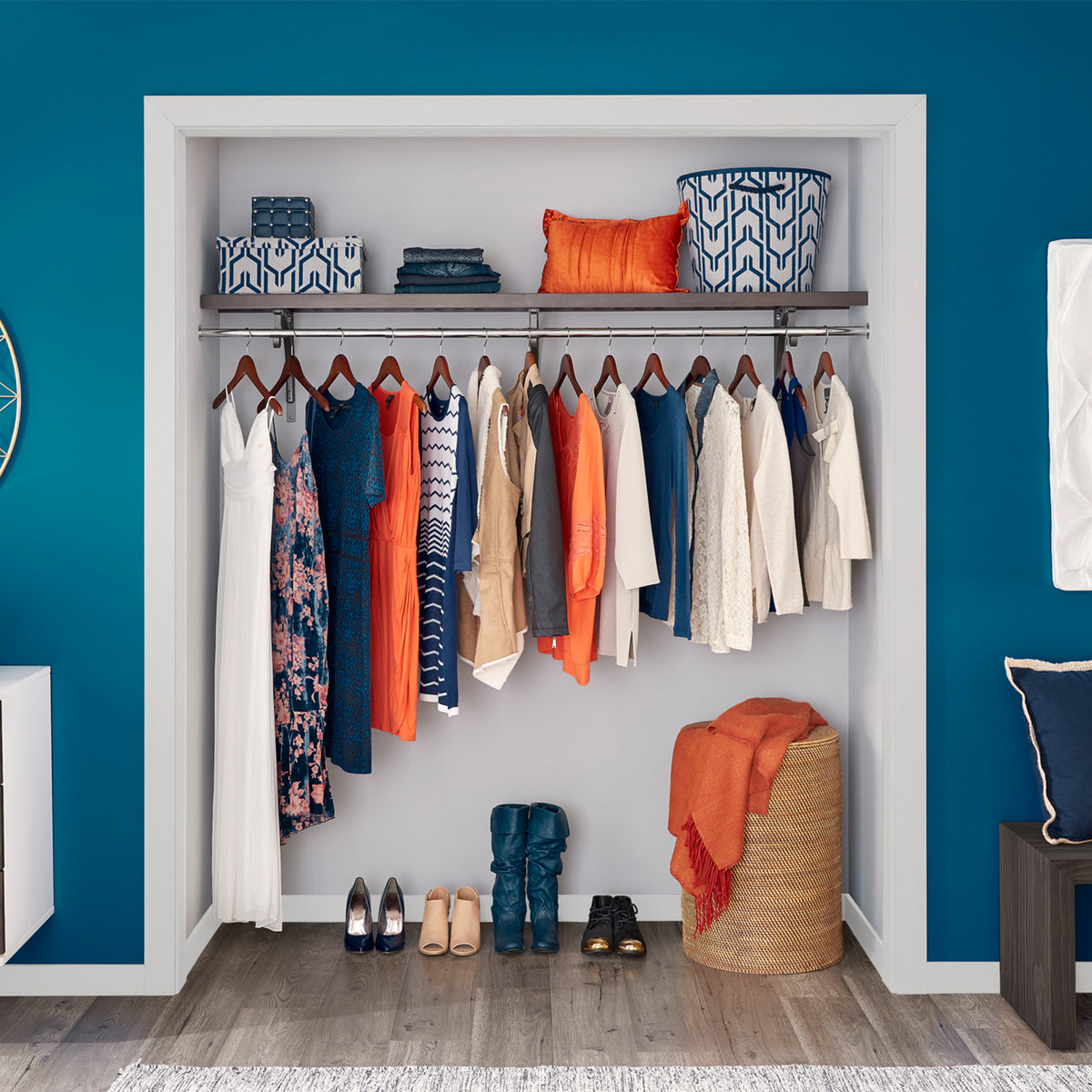 ClosetMaid Premium Wood Solid Closet Wall Organizer Shelf with Kit (Open Box)