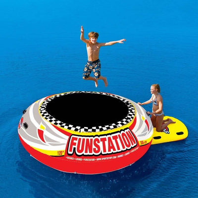 Sportsstuff Funstation 10 Foot PVC Inflatable Water Trampoline Kids Jump Bouncer - VMInnovations