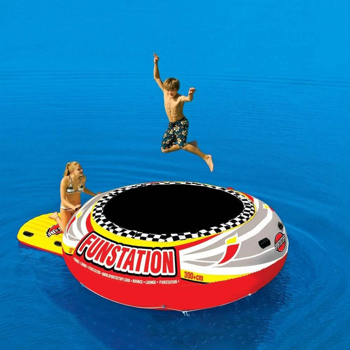 Sportsstuff Funstation 10 Foot PVC Inflatable Water Trampoline Kids Jump Bouncer