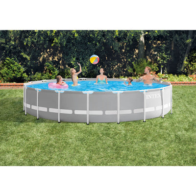 Intex 18ft x 42in Prism Above Ground Pool, Inflatable Loungers (2 Pack) & Cooler
