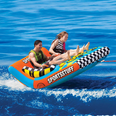 Sportsstuff Inflatable Rock N' Tow 2 Sitting Double Rider Towable Boat Lake Tube