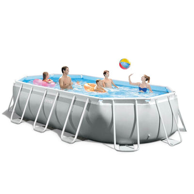 Intex 16.5ft x 9ft x 48in Oval Prism Pool and Cleaning Kit with Skimmer - VMInnovations