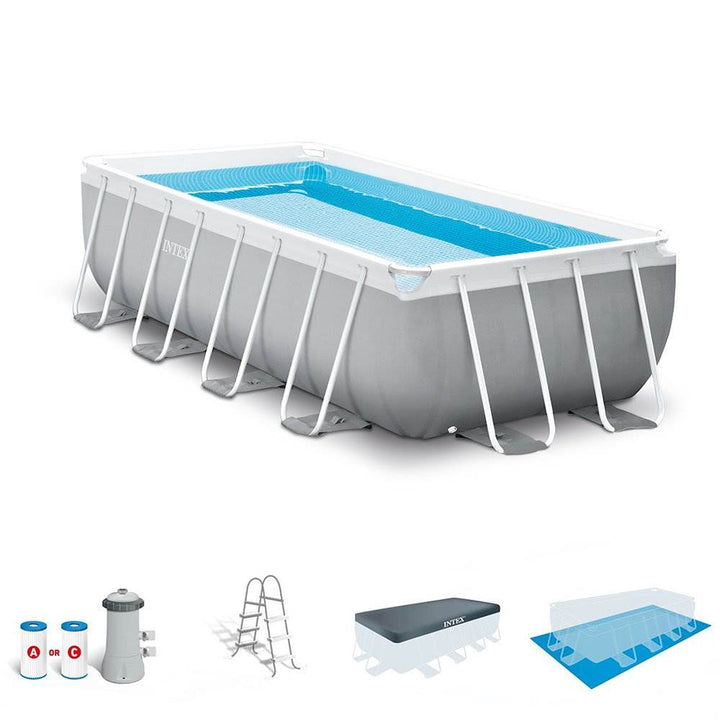 Intex 16ft x 3.5ft Above Ground Rectangular Frame Swimming Pool Set & Skimmer