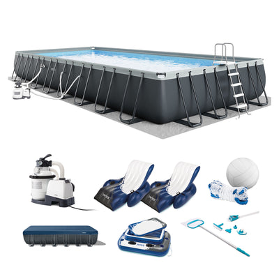 Intex 32' x 16' x 52" Ultra XTR Rectangular Pool w/ 2 Floating Chairs & Cooler - VMInnovations