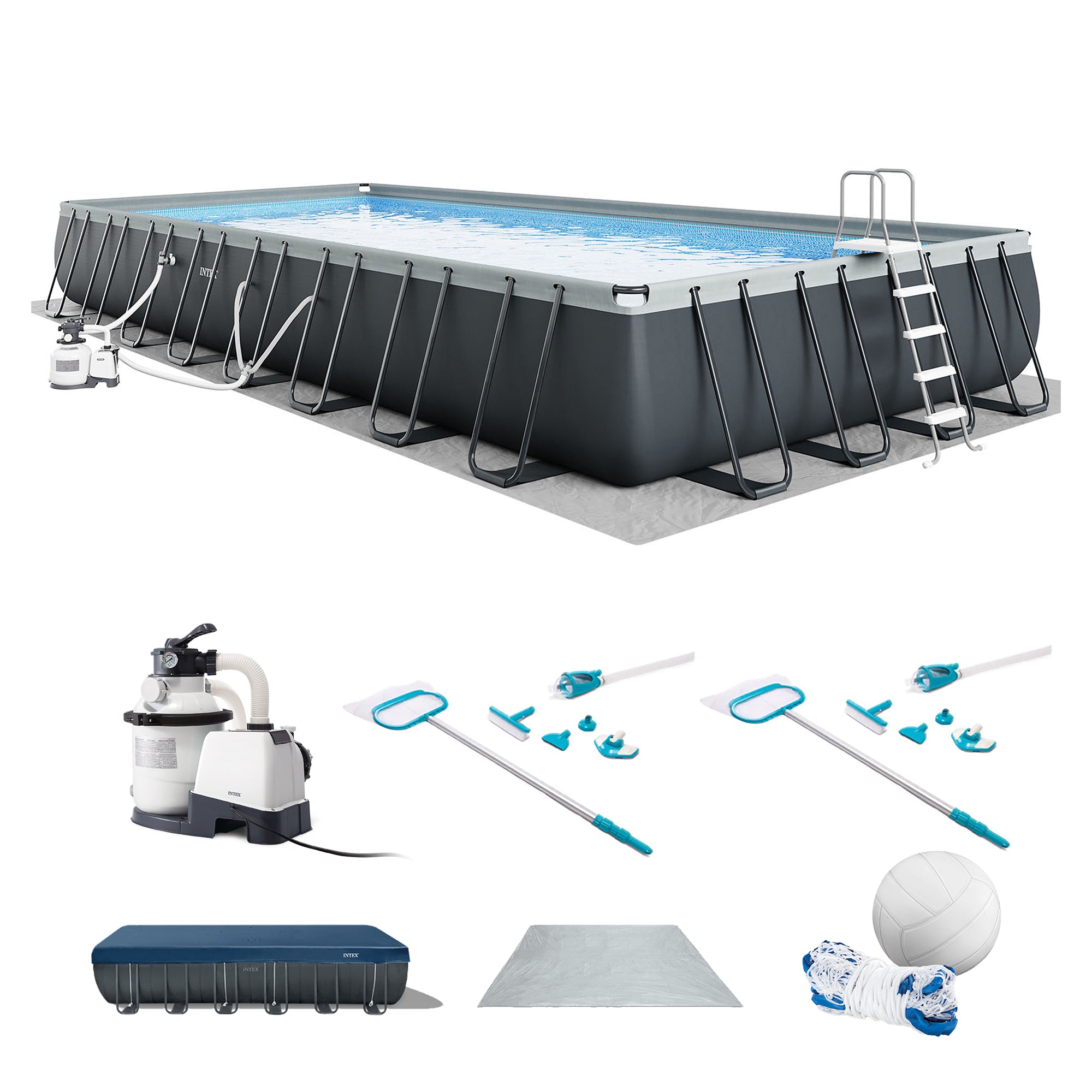 Intex 32ft x 16ft x 52in Ultra XTR Rectangular Swimming Pool and Maintenance Kit - VMInnovations