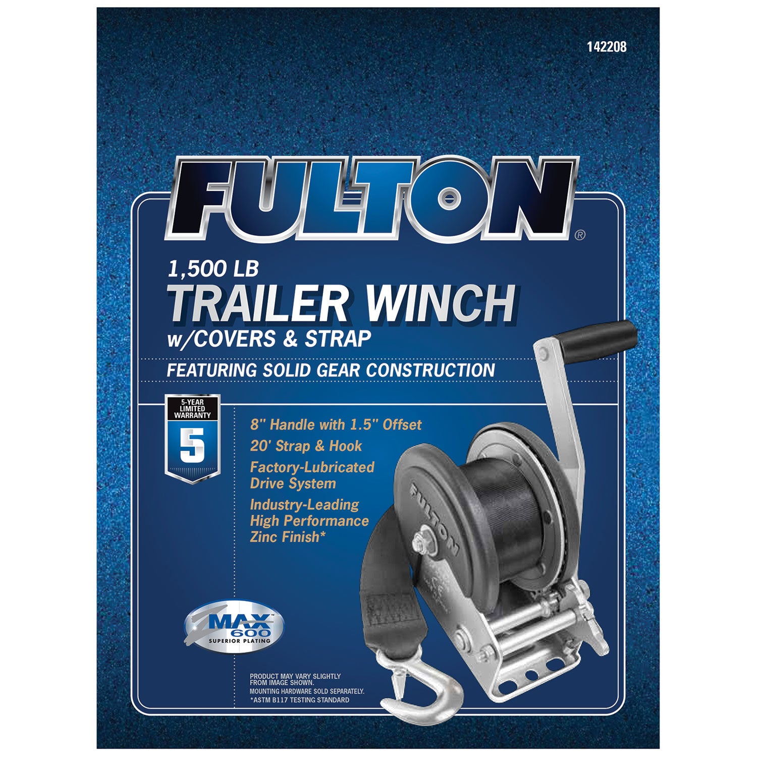 Fulton 142208 Single Speed Tow Winch with 20 Inch Strap, 1500 Pound Capacity - VMInnovations