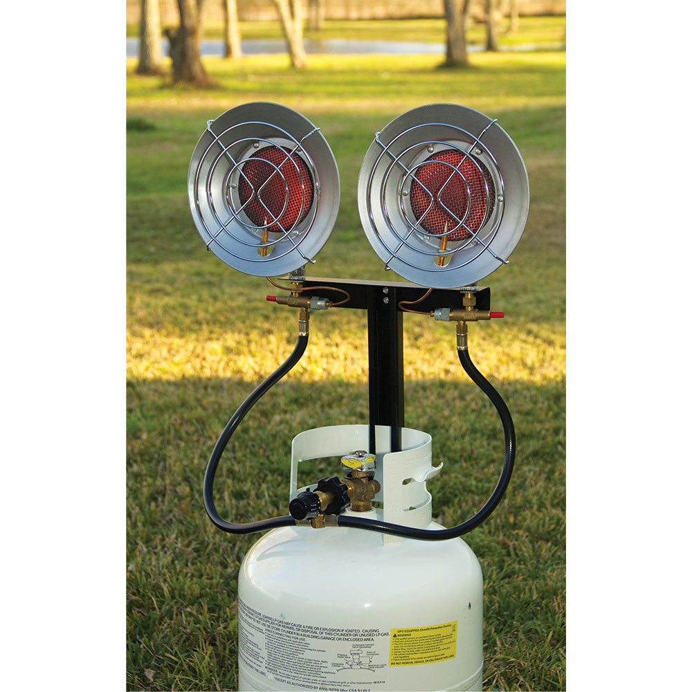 Texsport Bulk Tank Double Ceramic Burner Propane Gas Convection Heater, Silver