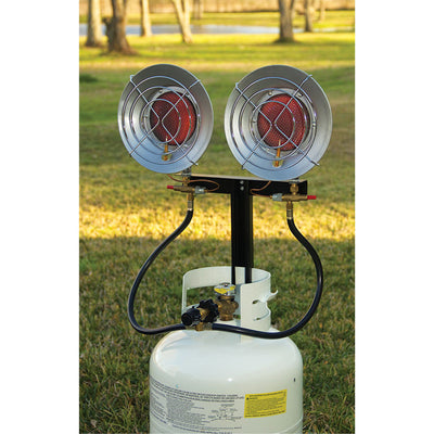 Texsport Bulk Tank Double Ceramic Burner Propane Gas Convection Heater, Silver