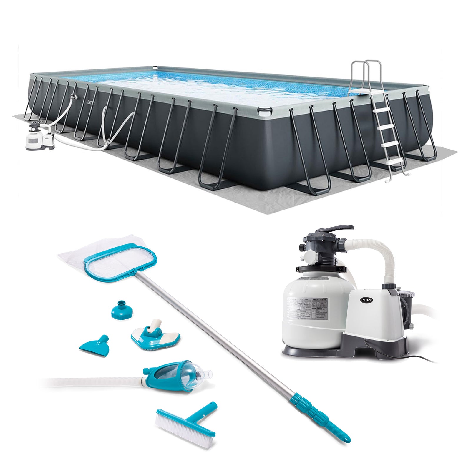 Intex 32ft x 16ft x 52in Ultra XTR Rectangular Pool Set with Maintenance Kit - VMInnovations
