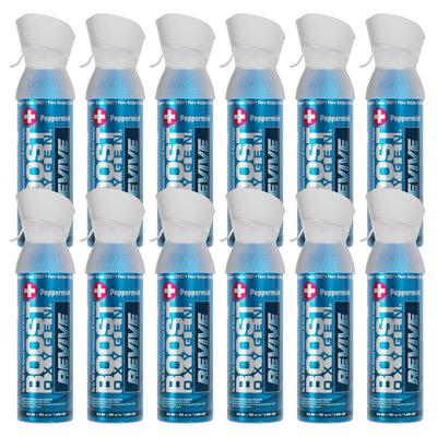 Boost Oxygen Natural Portable 5 Liter Pure Oxygen Canister Peppermint (12 Pack) - VMInnovations