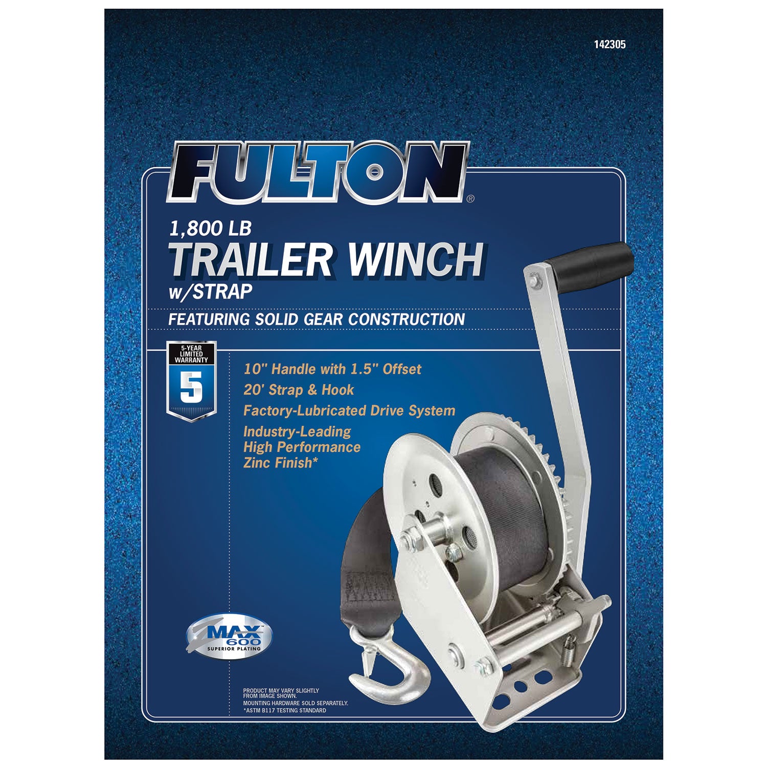 Fulton 142305 Single Speed Tow Winch with 20 Inch Strap, 1800 Pound Capacity - VMInnovations