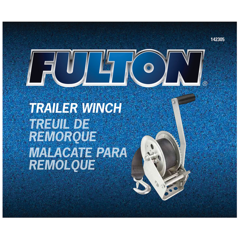 Fulton 142305 Single Speed Tow Winch with 20 Inch Strap, 1800 Pound Capacity