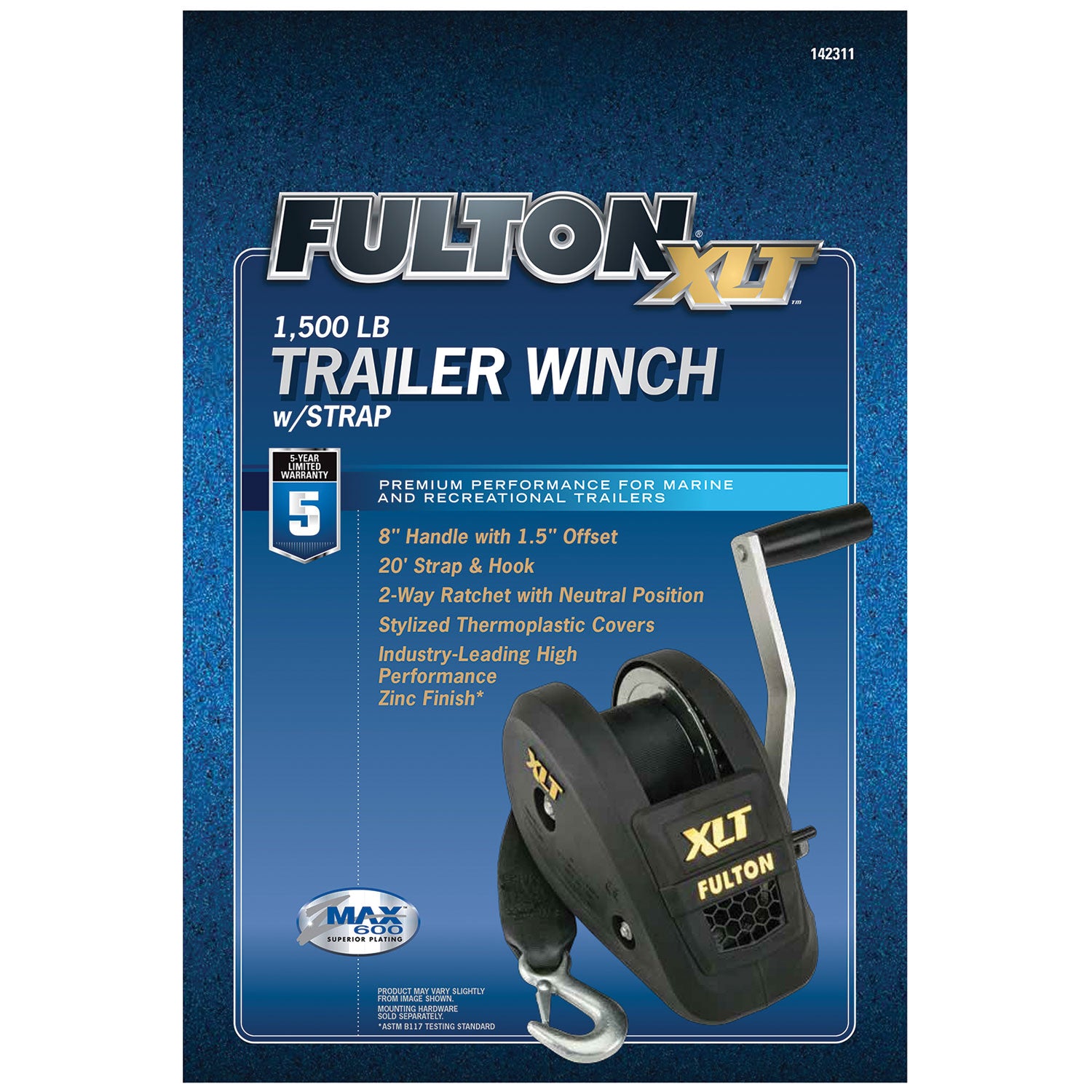 Fulton 142311 Single Speed Trailer Winch with 20 Feet Strap, 1400 Pound Capacity - VMInnovations