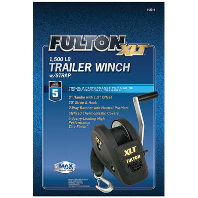 Fulton 142311 Single Speed Trailer Winch with 20 Feet Strap, 1400 Pound Capacity - VMInnovations