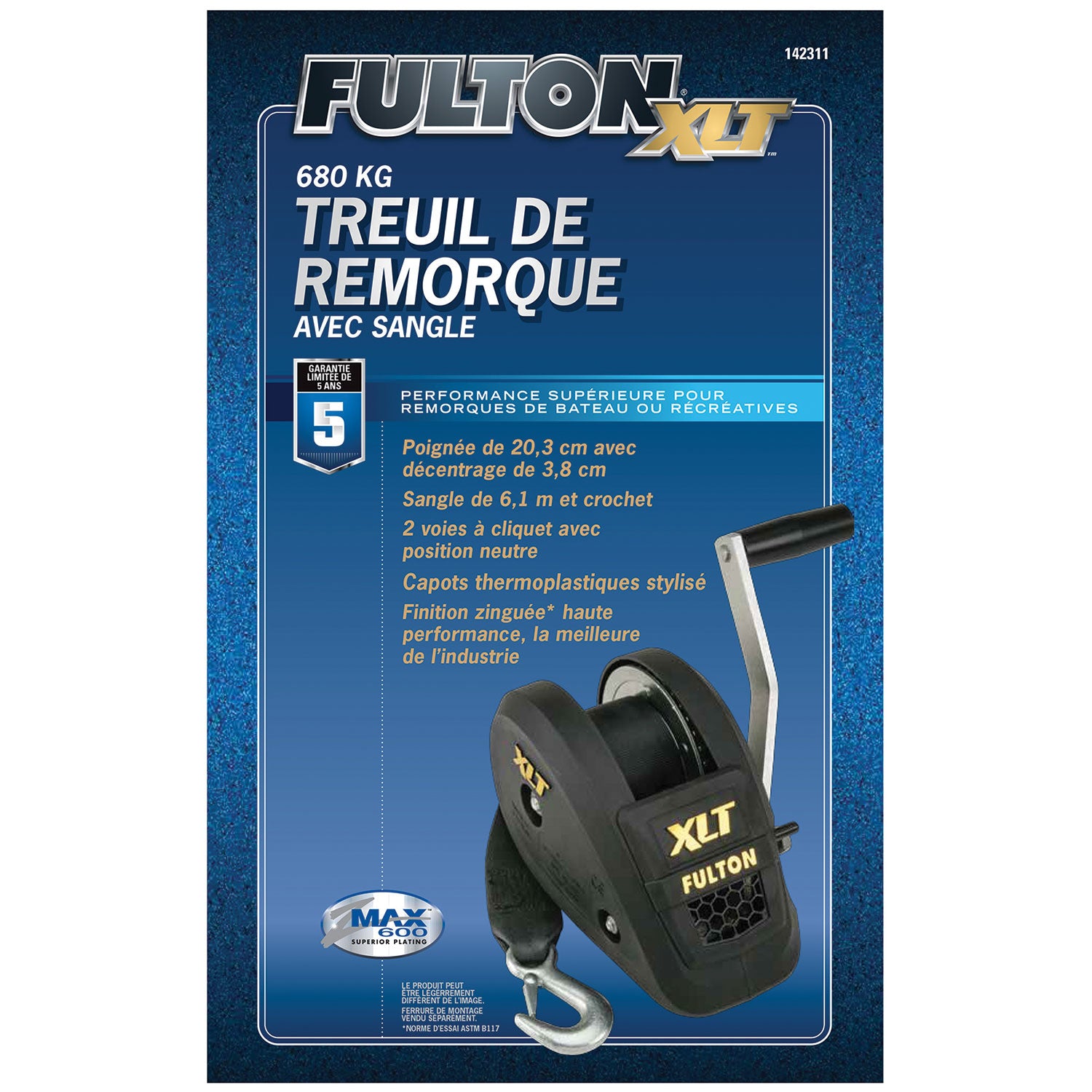 Fulton 142311 Single Speed Trailer Winch with 20 Feet Strap, 1400 Pound Capacity - VMInnovations