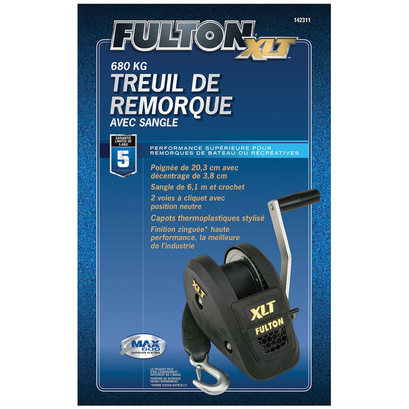 Fulton 142311 Single Speed Trailer Winch with 20 Feet Strap, 1400 Pound Capacity