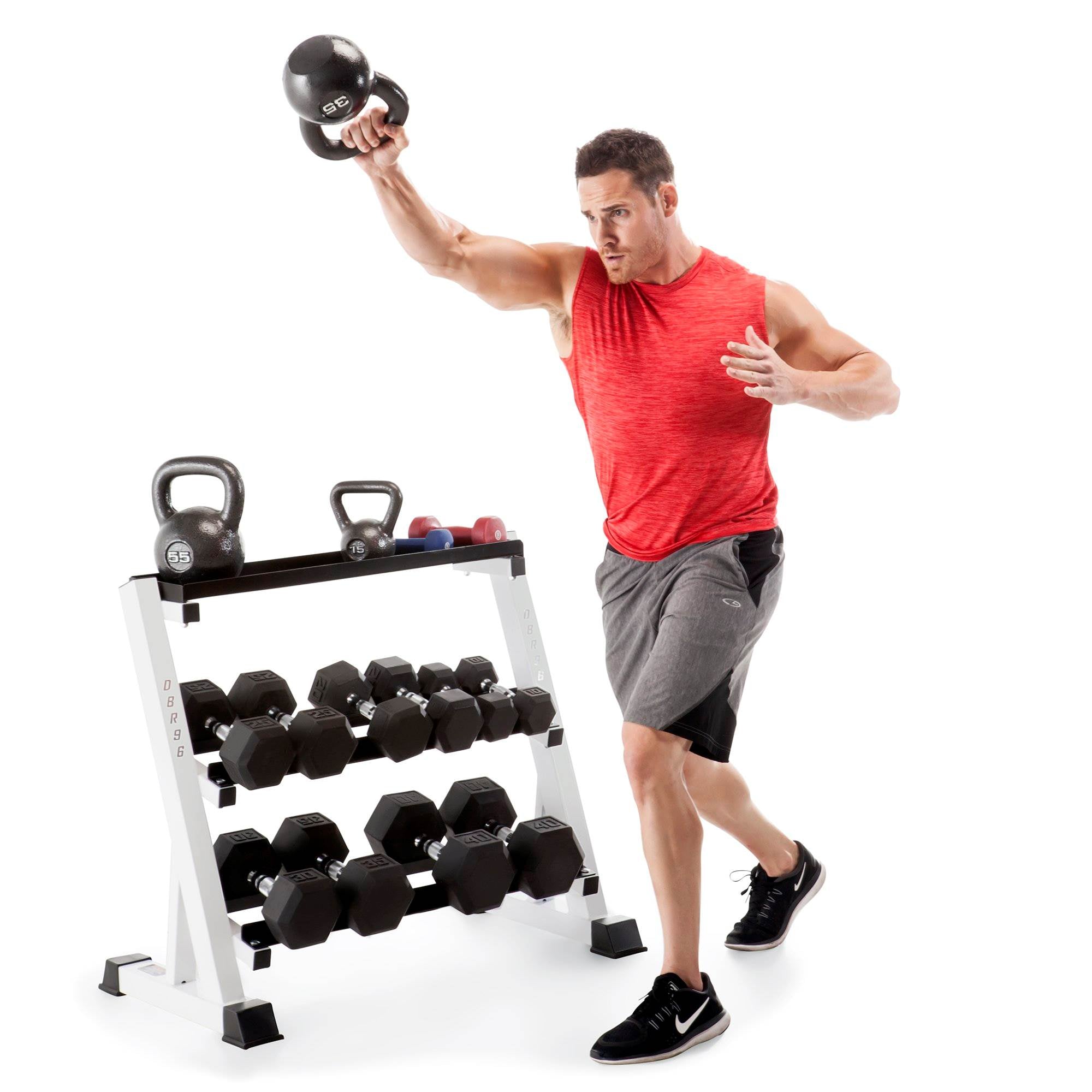 Marcy Dumbell Weight Rack + Hex Freeweight Dumbells + Weight Lifting Bench - VMInnovations