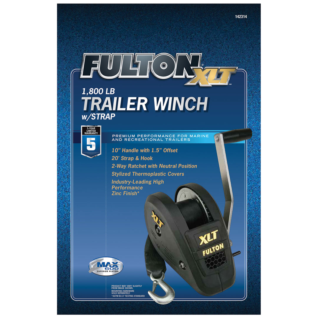 Fulton 142314 Single Speed Trailer Winch with 20 Feet Strap, 1800 Pound Capacity