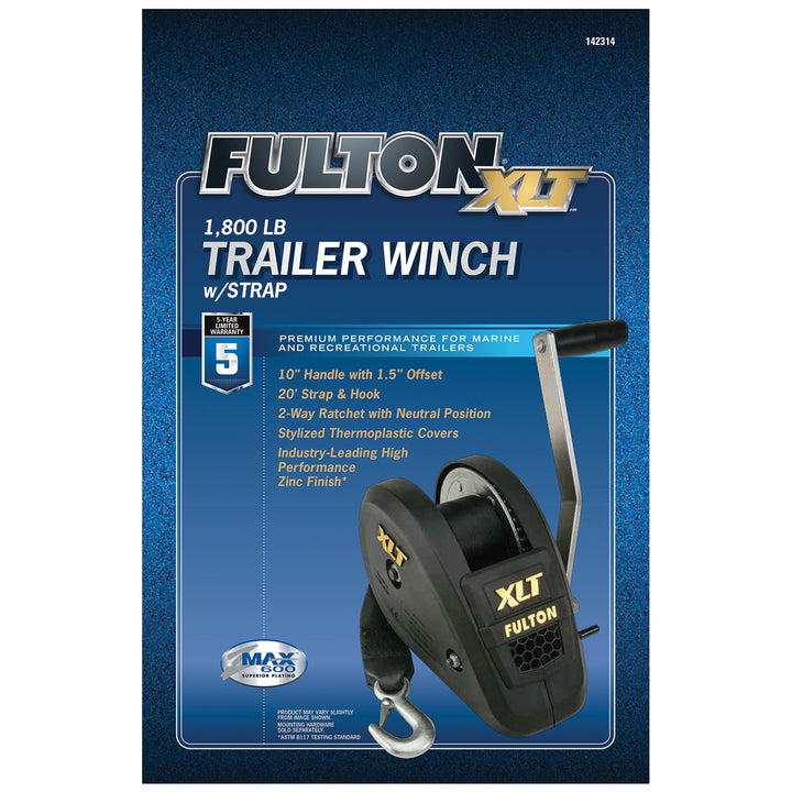 Fulton 142314 Single Speed Trailer Winch with 20 Feet Strap, 1800 Pound Capacity