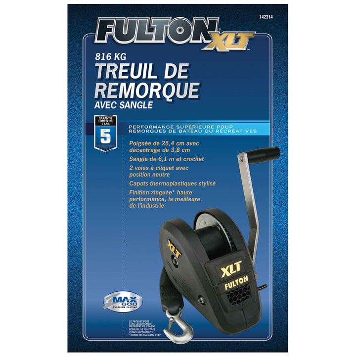 Fulton 142314 Single Speed Trailer Winch with 20 Feet Strap, 1800 Pound Capacity