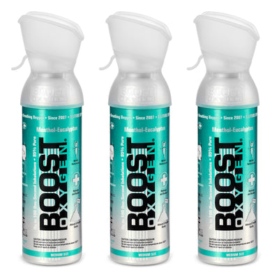 Boost Oxygen Natural Portable 5 Liter Pure Oxygen Canister, Eucalyptus (3 Pack)