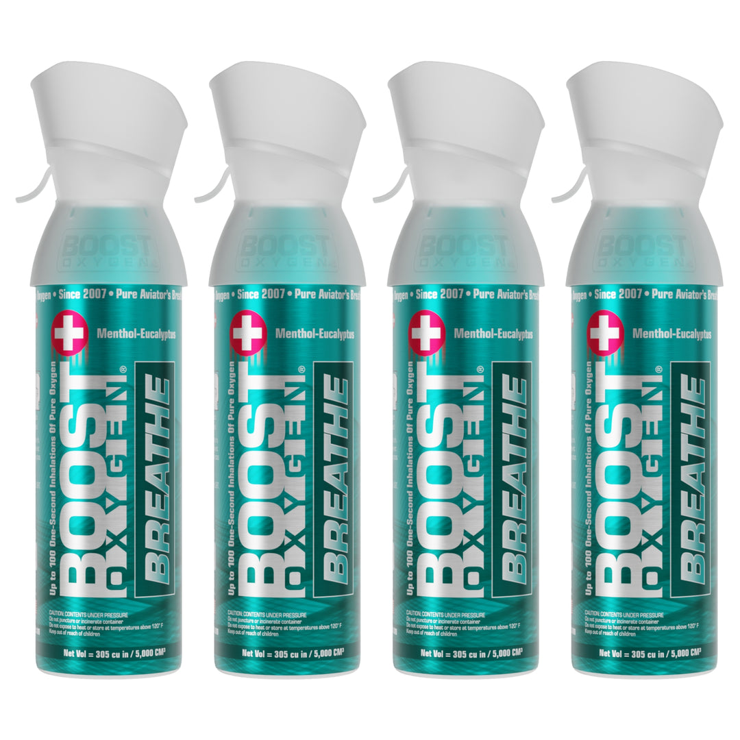 Boost Oxygen Natural Portable 5-Liter Pure Oxygen Canister, Menthol (4 Pack) - VMInnovations
