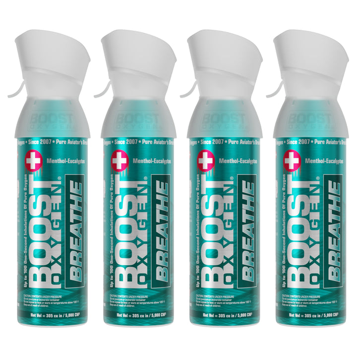 Boost Oxygen Natural Portable 5-Liter Pure Oxygen Canister, Menthol (4 Pack) - VMInnovations