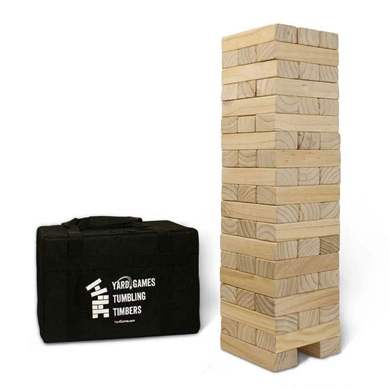 YardGames Giant Tumbling Wood Stacking Game 56 Natural Pine Blocks (Open Box)