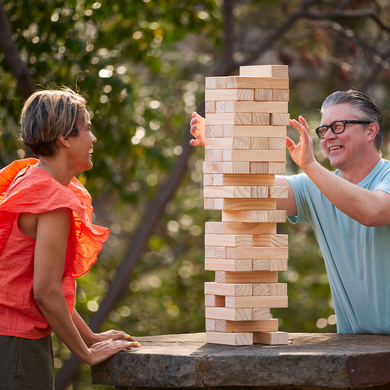 YardGames Giant Tumbling Wood Stacking Game 56 Natural Pine Blocks (Open Box)