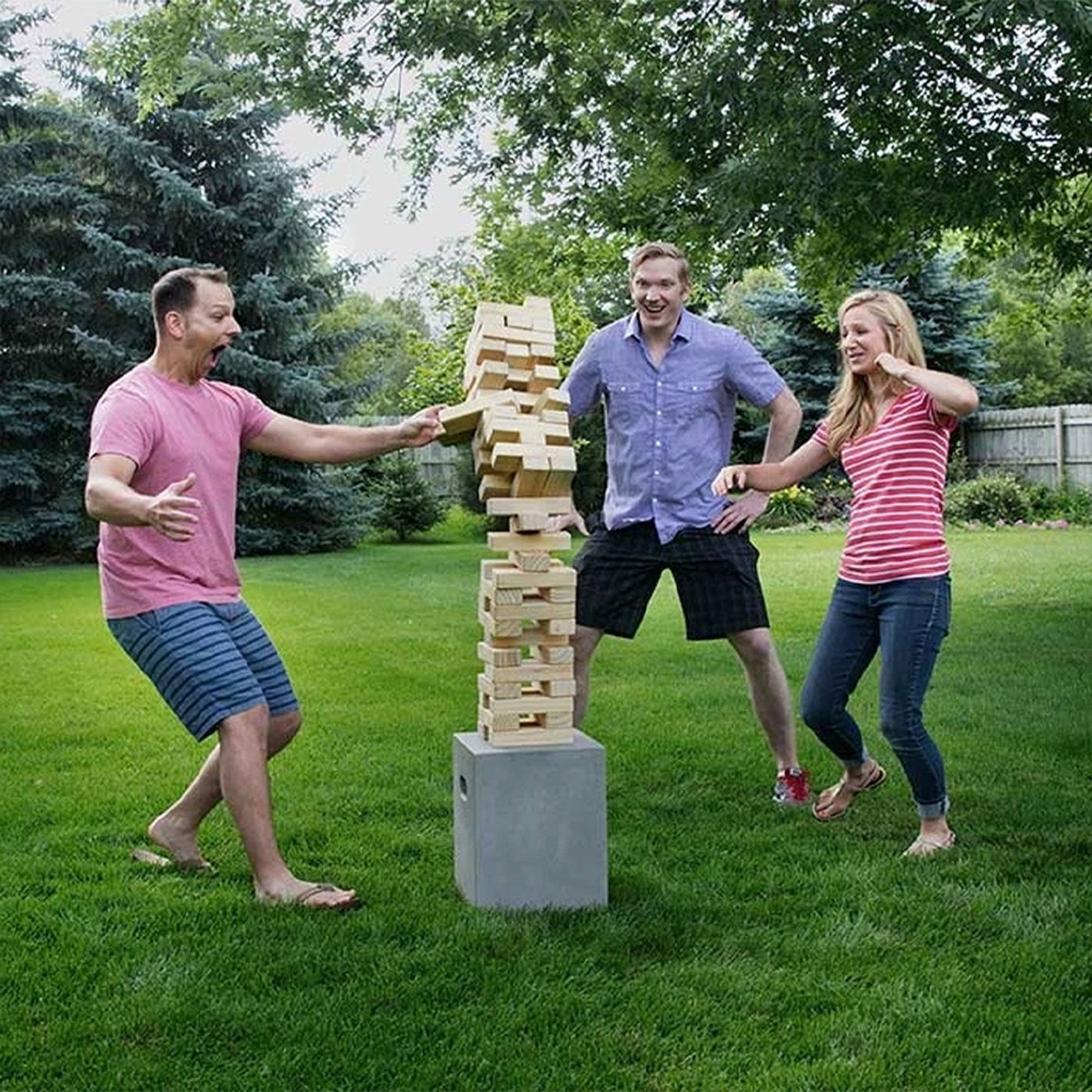 YardGames Giant Tumbling Timbers and Outdoor 100mm Resin Bocce Ball Game Set