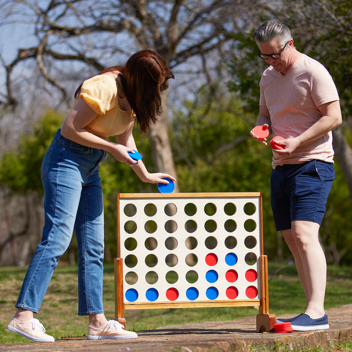 YardGames Giant Tumbling Timbers Stacking & Giant 4 in a Row Outdoor Game Bundle - VMInnovations