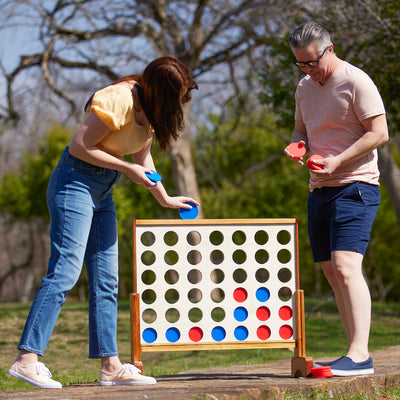 YardGames Giant Tumbling Timbers Stacking & Giant 4 in a Row Outdoor Game Bundle