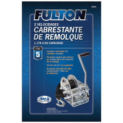 Fulton Dual Speed Tow Winch with 20 Inch Strap, 2,600 Pound Capacity (Open Box) - VMInnovations