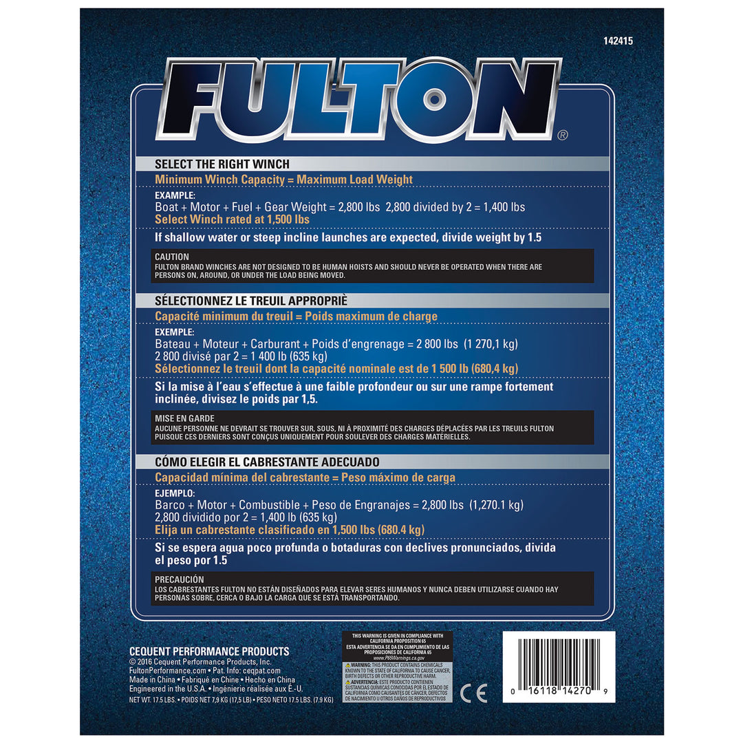 Fulton Dual Speed Tow Winch with 20 Inch Strap, 2,600 Pound Capacity (Open Box)