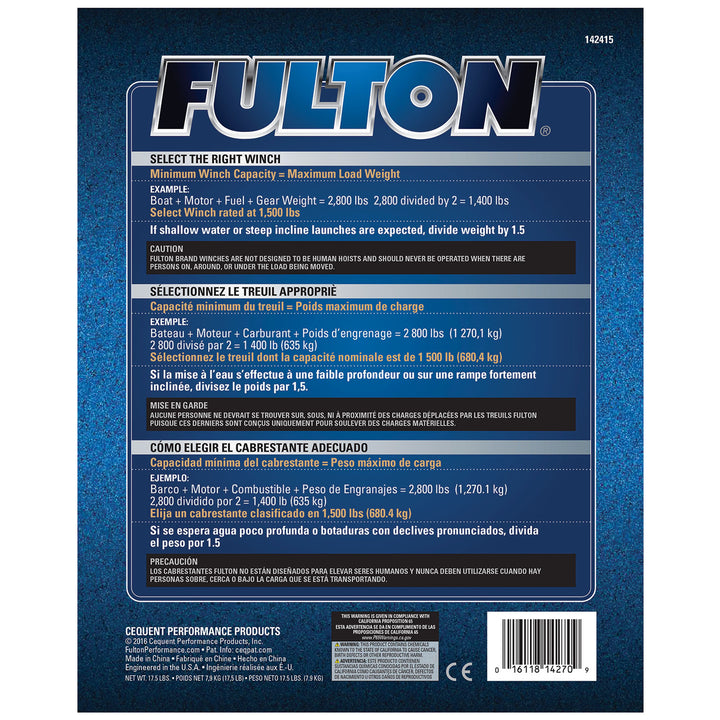 Fulton Dual Speed Tow Winch with 20 Inch Strap, 2,600 Pound Capacity (Open Box)