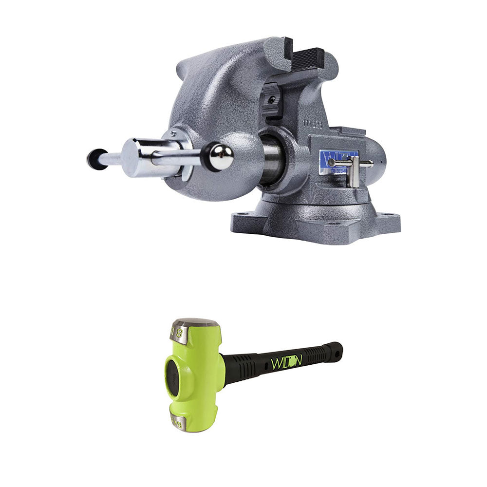 Wilton Tradesman 1765 Steel Swivel Base Work Vise w/ 8 Pound Steel Sledge Hammer