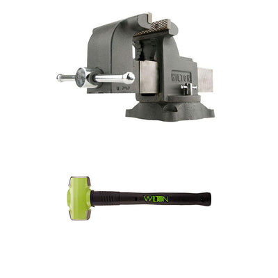 Wilton WS8 8 Inch Steel Swivel Base Bench Vise w/ 4 Pound Steel Sledge Hammer