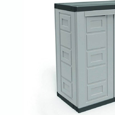 Contico 2 Shelf Plastic Garage Home Storage Organizer Base Utility Cabinet, Gray