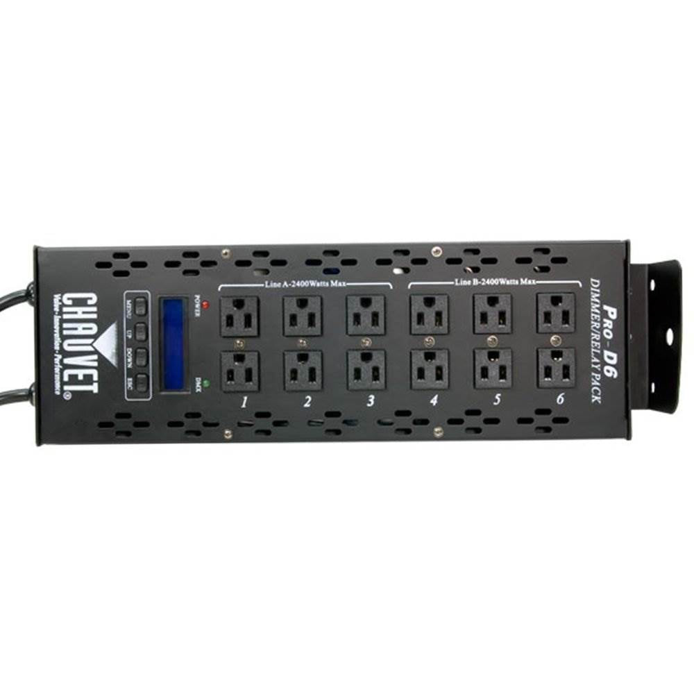Chauvet DJ Pro D6 6-Channel DMX-512 Dual 20A Power Dimmer Switch Relay Pack