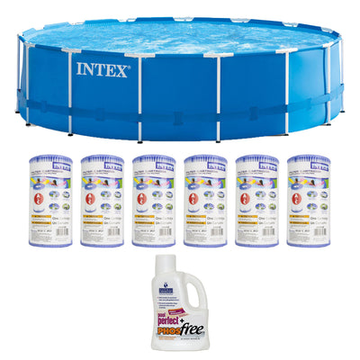 Intex Above Ground 15ft x 48in Pool, 6 Filter Cartridges + Natural PHOSfree