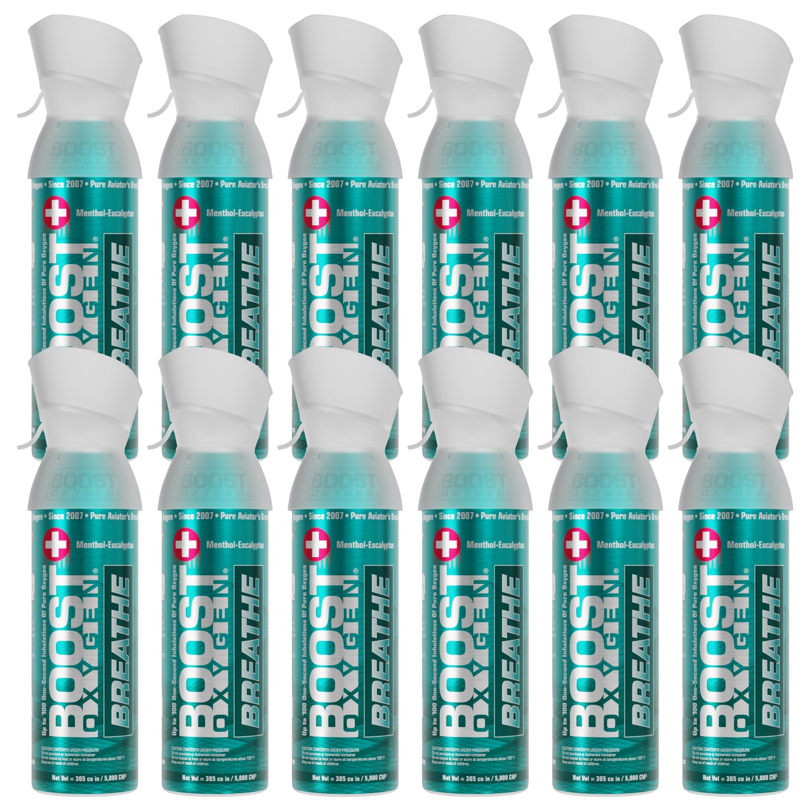 Boost Oxygen Natural Portable 5-Liter Pure Oxygen Canister, Menthol (12 Pack) - VMInnovations