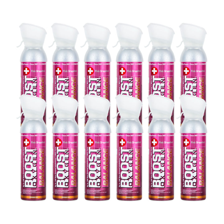 Boost Oxygen Natural 5 Liter Pure Oxygen Canister, Pink Grapefruit (12 Pack)