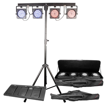 Chauvet DJ 4BAR USB DMX LED Wash Light System w/Tripod, Travel Bags & Footswitch