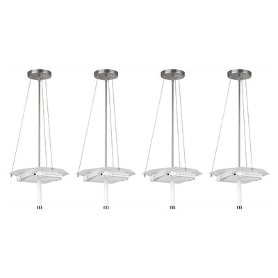 Philips Forecast Taylor 3 Light Pendant Fixture, Satin Nickel Finish (4 Pack)