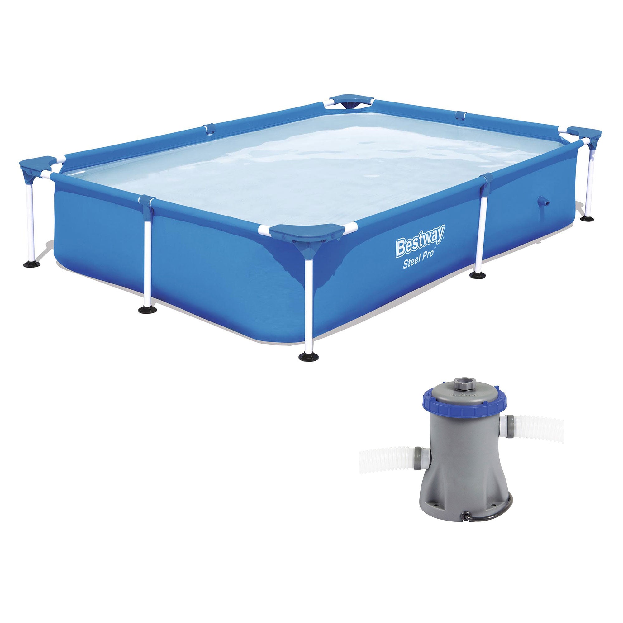 Bestway 7.2ft x 4.9ft x 17in Rectangular Above Ground Pool and Filter Pump