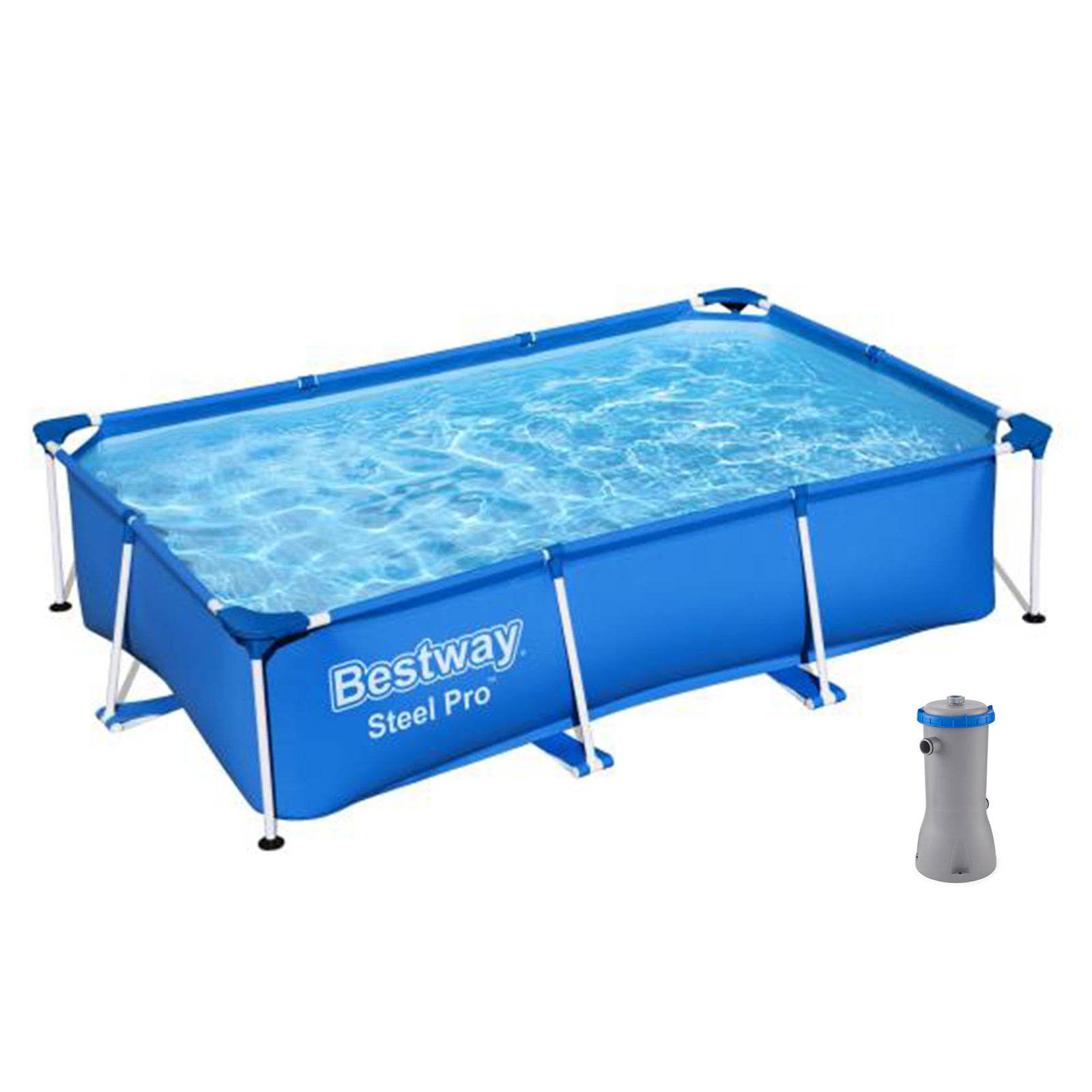Bestway 8.5t x 5.5ft x 24in Rectangular Above Ground Pool Frame with Filter Pump - VMInnovations