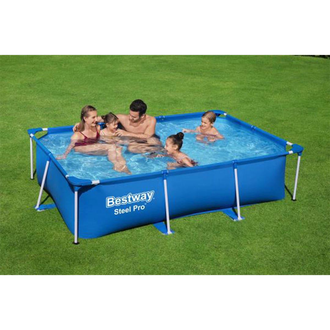 Bestway 8.5t x 5.5ft x 24in Rectangular Above Ground Pool Frame with Filter Pump - VMInnovations
